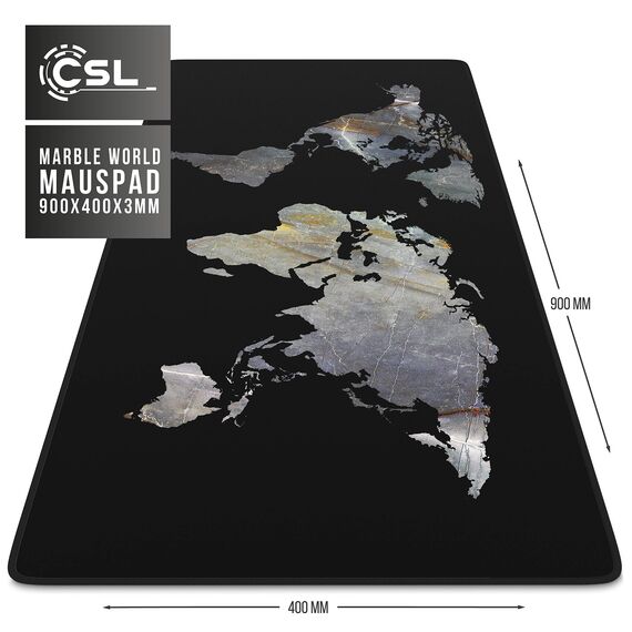 TITANWOLF - XXL Mauspad Gaming Titanwolf 900x400 mm - XL Mousepad Groß - Tischunterlage Large Size - verbessert Präzision und Geschwindigkeit - für Roccat Razer Logitech Maus und Tastatur - Weltkarte
