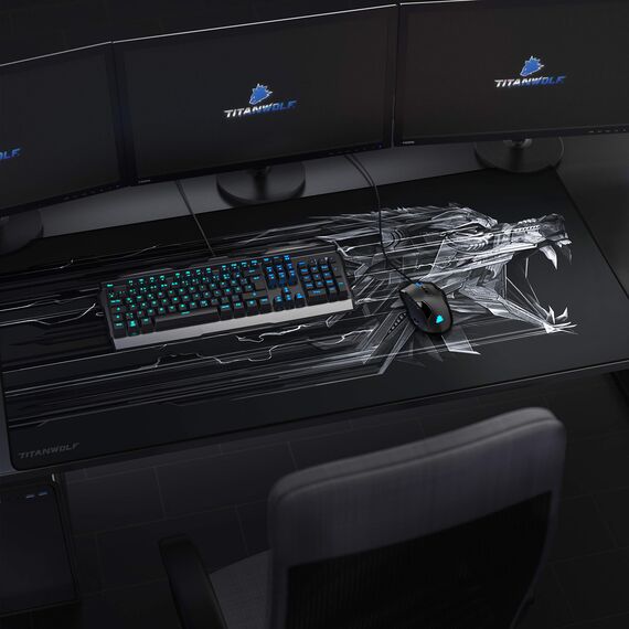 Titanwolf - Übergröße Mauspad Gaming Titanwolf 1200x600mm XXXL Mousepad groß mit Motiv Tischunterlage Large Size verbessert Präzision und Geschwindigkeit XXL z.B. für Logitech Maus und Tastatuz