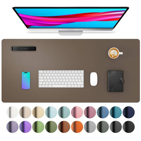 Aothia Schreibtischunterlage,PU-Leder-Schreibtischmatte,Mauspad,Rutschfester Schreibtischschutz,wasserdichter Schreibtisch-Schreibblock für Büro und Zuhause (91x43cm,Kaffee)