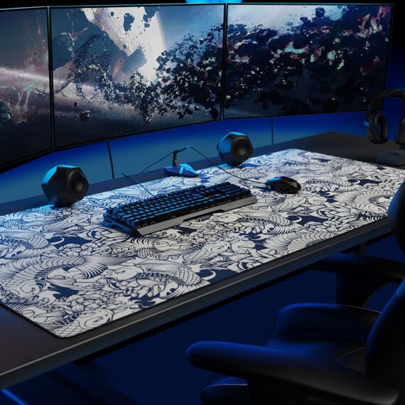 Titanwolf XXXL Übergröße Mauspad 1200x600mm, Gaming Mousepad Groß,120x60 cm Tischunterlage Large Size, verbessert Präzision und Geschwindigkeit XXXL, für Logitech Maus und Tastatur, Koi Design