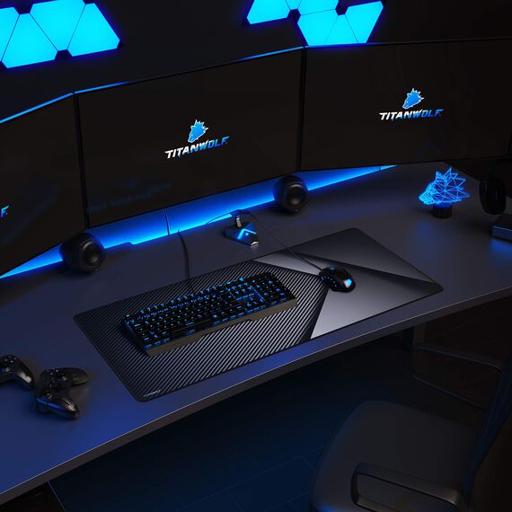 TITANWOLF - XXL Speed Gaming Mauspad Titanwolf 900x400mm, XXL Mousepad, Tischunterlage Large Size Groß, verbessert Präzision und Geschwindigkeit, abwaschbar - für Microsoft Logitech Maus und Tastatur