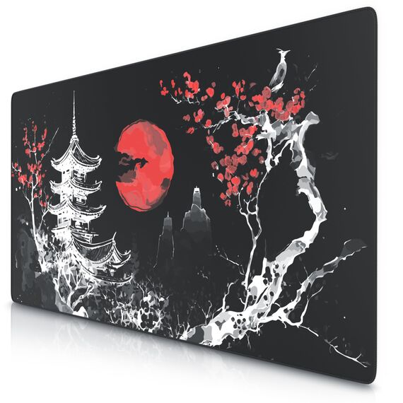 Titanwolf XXXL Übergröße Mauspad 1200x600mm, Gaming Mousepad Groß,120x60 cm Tischunterlage Large Size, verbessert Präzision und Geschwindigkeit XXXL, für Logitech Maus und Tastatur, Japan Ink Painting