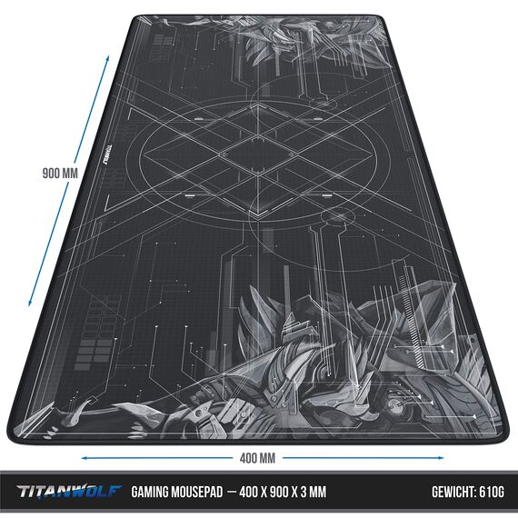 TITANWOLF - XXL Speed Gaming Mauspad Titanwolf 900 x 400mm - XXL Mousepad - Tischunterlage Large Size - verbessert Präzision und Geschwindigkeit