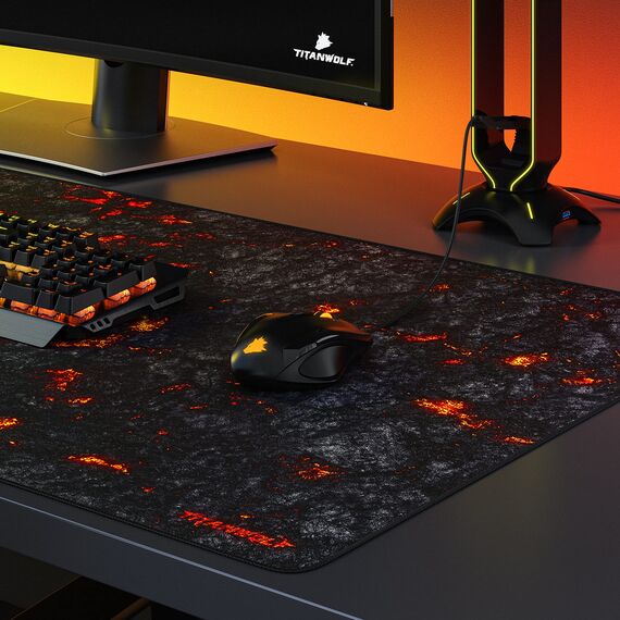 Titanwolf - Übergröße Mauspad Gaming Titanwolf 1200x600mm XXXL Mousepad groß mit Motiv Tischunterlage Large Size verbessert Präzision und Geschwindigkeit XXL z.B. für Logitech Maus und Tastatur