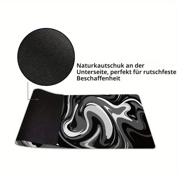 Rcege Großer Mauspad für Schreibtisch - 60 x 30 cm Gaming-Mauspad mit genähten Kanten, Nicht rutschender Unterlage, Schreibtischmatte für Tastatur und Maus (Black & White Abstraction, 23.6x11.8 inch)