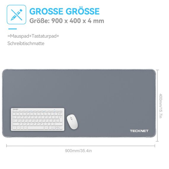 TECKNET Mauspad XXL Speed Gaming, 900x400 mm Schreibtischunterlage, Gamer Mouse Pad, Wasserdicht Mousepad, Spezielle Oberfläche Verbessert Präzision und Geschwindigkeit, rutschfeste Gummibasis