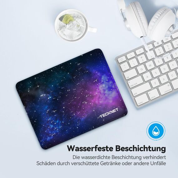TECKNET Mauspad, 28 x 21 cm Gaming Mousepad mit Wasserdicht und Rutschfester Gummi für PC-Büro, Arbeit, Gaming, Studium, Laptop, Computer, Zuhause-Sternenhimmel