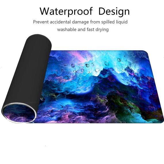 Gaming Mauspad XXL Großes Mousepad mit vernähten Kanten - Wasserdicht und rutschfest - Verbessert Präzision und Geschwindigkeit - Für PC, MacBook(Sternennebe, 300L x 800B mm)