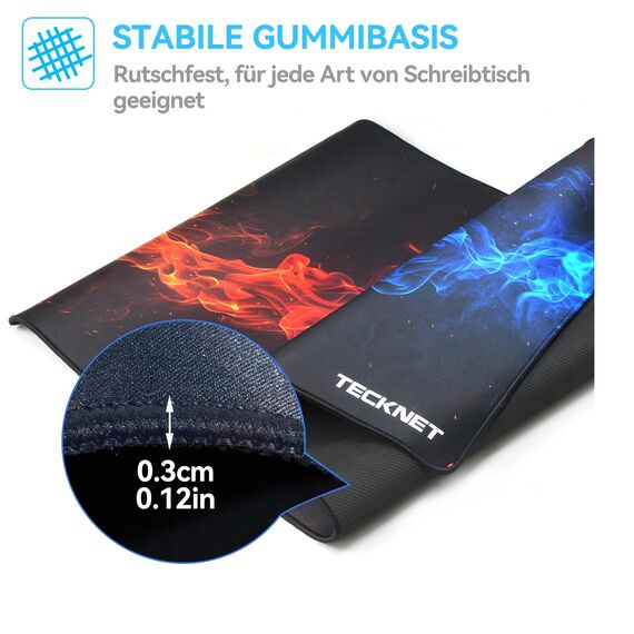 TECKNET Mauspad XXL Speed Gaming, 900x400 mm Schreibtischunterlage, Gamer Mouse Pad, Wasserdicht Mousepad, Spezielle Oberfläche Verbessert Präzision und Geschwindigkeit, rutschfeste Gummibasis