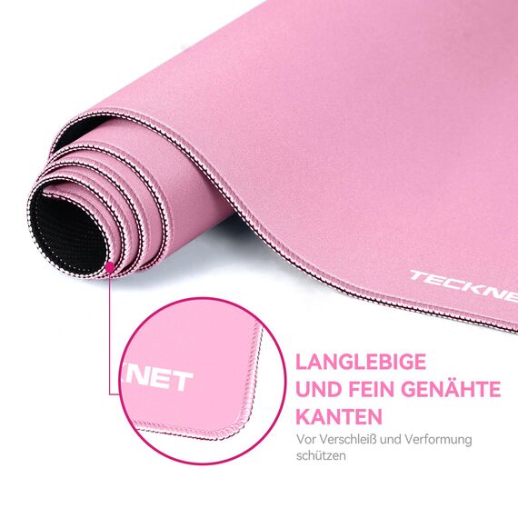 TECKNET Mauspad XXL Speed Gaming, 900x400 mm Schreibtischunterlage Rosa, Gamer Mouse Pad, Wasserdicht Mousepad, Spezielle Oberfläche Verbessert Präzision und Geschwindigkeit, rutschfeste Gummibasis