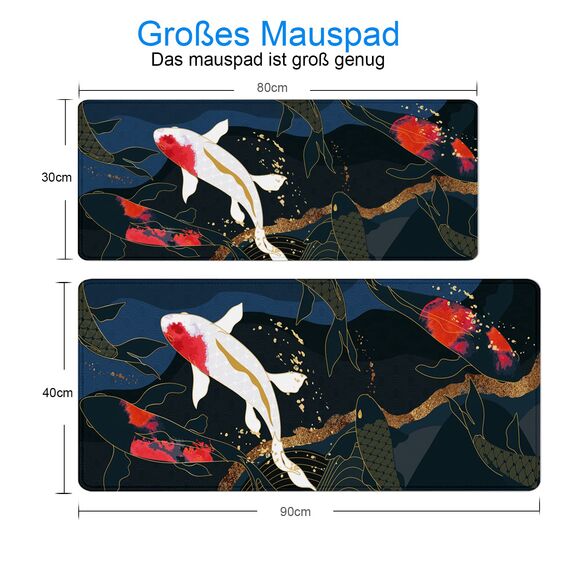 Gaming Mauspad XXL Großes Mousepad mit vernähten Kanten - Wasserdicht und rutschfest - Verbessert Präzision und Geschwindigkeit - Für PC, MacBook(Gem, 400L x 900B mm)