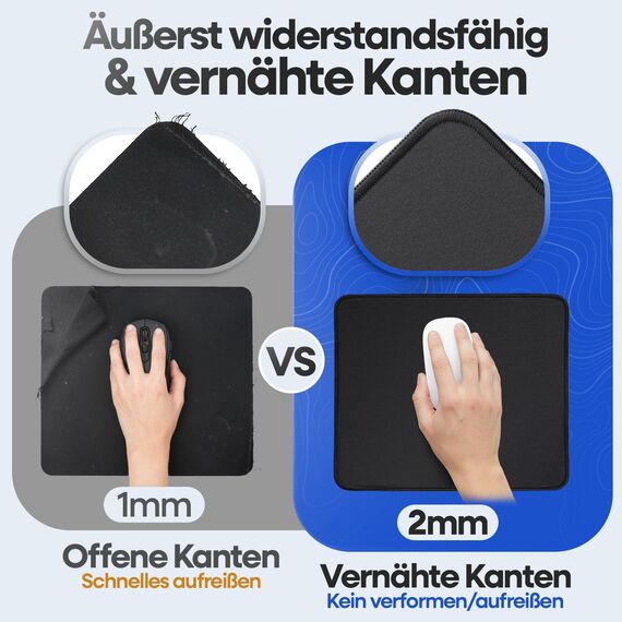 Sidorenko Mauspad 28x20cm - Mousepad mit Vernähte Kanten - Mouse Pad rutschfest - Mausunterlage in schwarz, Mausped für PC mit glatter Oberfläche, Mouspad klein, Maus Pad für alle Maustypen, Mauspat