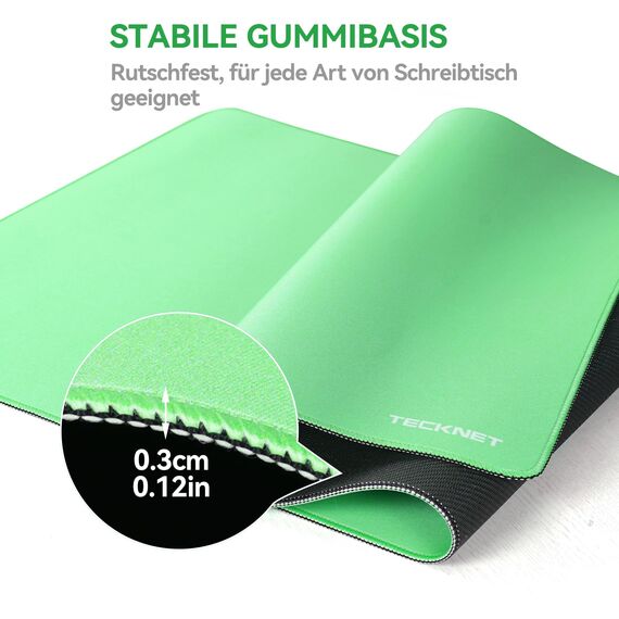 TECKNET Mauspad XXL Speed Gaming, 900x400 mm Schreibtischunterlage Grün, Gamer Mouse Pad, Wasserdicht Mousepad, Spezielle Oberfläche Verbessert Präzision und Geschwindigkeit, rutschfeste Gummibasis
