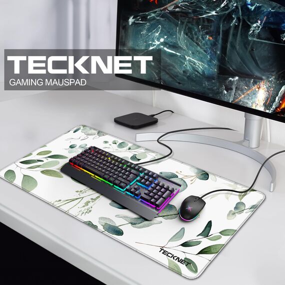 TECKNET Mauspad XXL Speed Gaming, 900x400 mm Schreibtischunterlage, Gamer Mouse Pad, Wasserdicht Mousepad, Spezielle Oberfläche Verbessert Präzision und Geschwindigkeit, rutschfeste Gummibasis