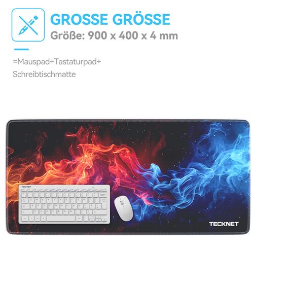 TECKNET Mauspad XXL Speed Gaming, 900x400 mm Schreibtischunterlage, Gamer Mouse Pad, Wasserdicht Mousepad, Spezielle Oberfläche Verbessert Präzision und Geschwindigkeit, rutschfeste Gummibasis