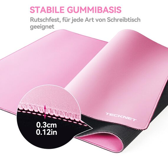 TECKNET Mauspad XXL Speed Gaming, 900x400 mm Schreibtischunterlage Rosa, Gamer Mouse Pad, Wasserdicht Mousepad, Spezielle Oberfläche Verbessert Präzision und Geschwindigkeit, rutschfeste Gummibasis