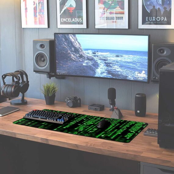Sidorenko Gaming Mauspad XXL Grün - Großes Mousepad 900x400 mm - rutschfeste Schreibtischunterlage für Gaming und Büro - Fransenfreie Ränder - Präzises und langlebiges maxlvl Large Mouse pad