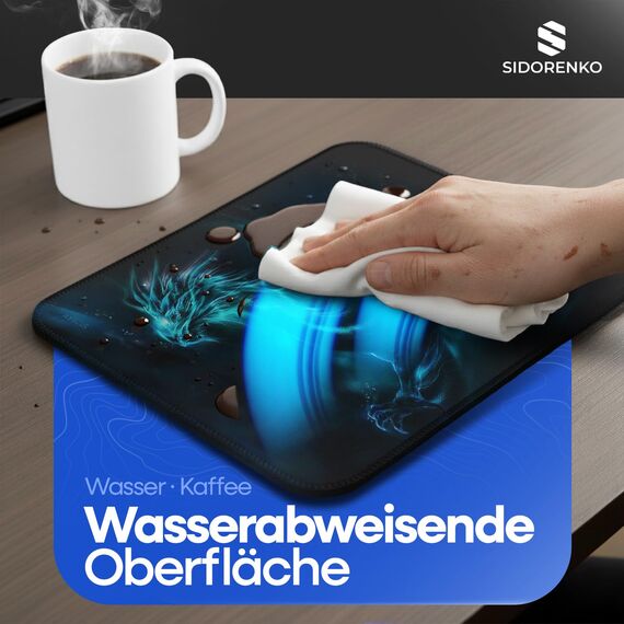 Sidorenko Gaming Mauspad - 280 x 200 mm - Mouse Pad mit Vernähte Kanten - Rutschfester Mousepad mit Einer speziellen Oberfläche verbessert Geschwindigkeit und Präzision - Maus Pad in blau