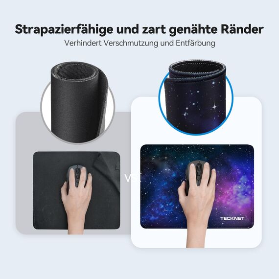 TECKNET Mauspad, 28 x 21 cm Gaming Mousepad mit Wasserdicht und Rutschfester Gummi für PC-Büro, Arbeit, Gaming, Studium, Laptop, Computer, Zuhause-Sternenhimmel