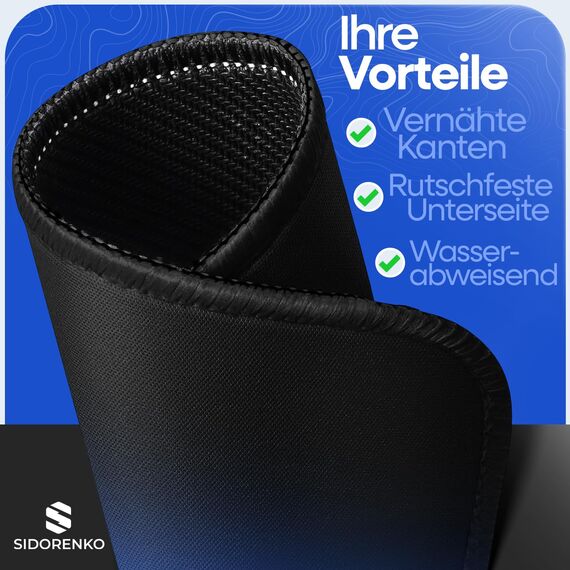 Sidorenko Mauspad 28x20cm - Mousepad mit Vernähte Kanten - Mouse Pad rutschfest - Mausunterlage in schwarz, Mausped für PC mit glatter Oberfläche, Mouspad klein, Maus Pad für alle Maustypen, Mauspat