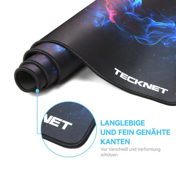 TECKNET Mauspad XXL Speed Gaming, 900x400 mm Schreibtischunterlage, Gamer Mouse Pad, Wasserdicht Mousepad, Spezielle Oberfläche Verbessert Präzision und Geschwindigkeit, rutschfeste Gummibasis