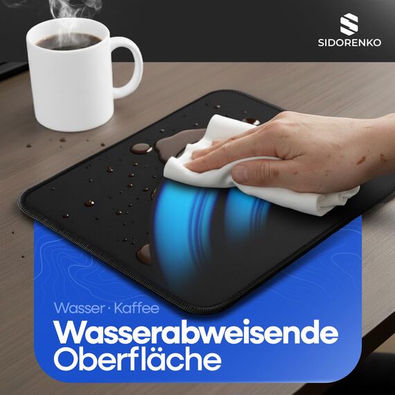 Sidorenko Mauspad 28x20cm - Mousepad mit Vernähte Kanten - Mouse Pad rutschfest - Mausunterlage in schwarz, Mausped für PC mit glatter Oberfläche, Mouspad klein, Maus Pad für alle Maustypen, Mauspat