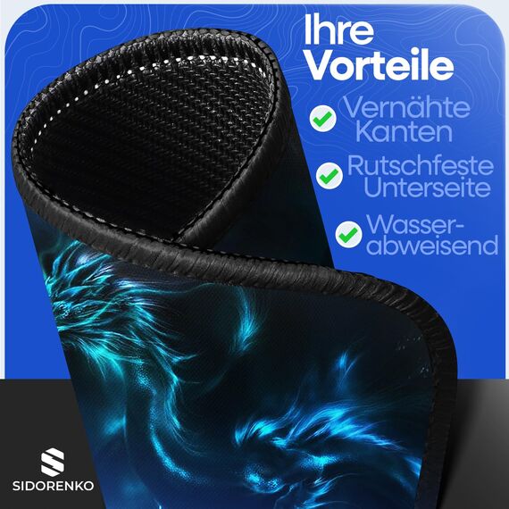 Sidorenko Gaming Mauspad - 280 x 200 mm - Mouse Pad mit Vernähte Kanten - Rutschfester Mousepad mit Einer speziellen Oberfläche verbessert Geschwindigkeit und Präzision - Maus Pad in blau