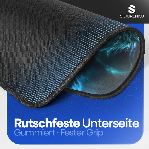 Sidorenko Gaming Mauspad - 280 x 200 mm - Mouse Pad mit Vernähte Kanten - Rutschfester Mousepad mit Einer speziellen Oberfläche verbessert Geschwindigkeit und Präzision - Maus Pad in blau