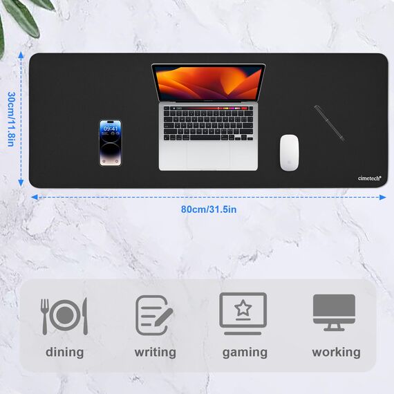 cimetech Gaming Mauspad XXL 800 X 300 mm Mousepad XXL Schreibtischunterlage rutschfest Wasserbeweisend Verbessert Präzision und Geschwindigkeit für Maus und Tastatur