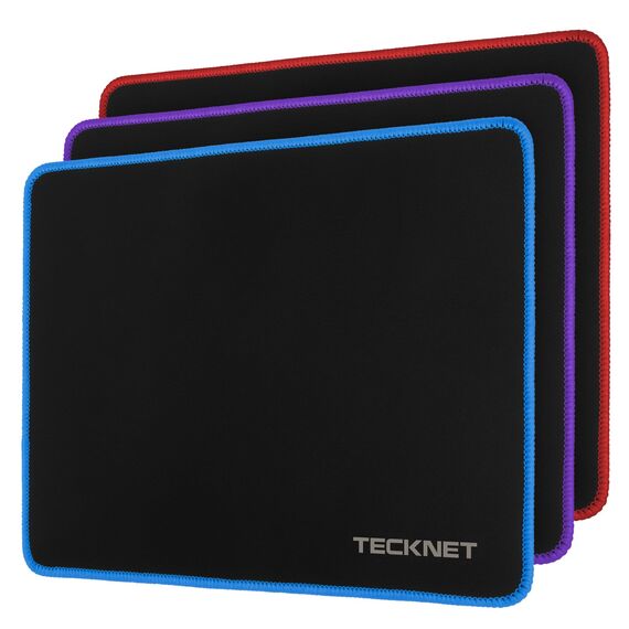 TECKNET Mauspad, 3 Pack Mousepad 270 x 210 mm, wasserdichte Gaming Mauspad Mausmatte mit vernähte Kanten, rutschfeste Gummiunterseite, Glatte Oberflächen, Geeignet für Computer, Laptop und PC