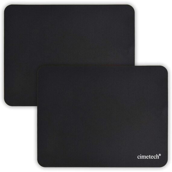 cimetech Komfortable Mauspad Spieloberfläche Superfeine Faser Glatte Seidensensoren Wischwaschbar für Laptop-Computer (Normal 2PCS, Black)
