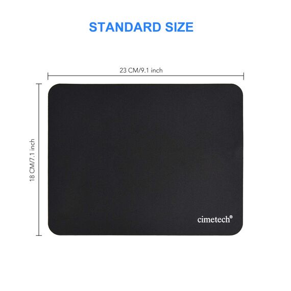 cimetech Komfortable Mauspad Spieloberfläche Superfeine Faser Glatte Seidensensoren Wischwaschbar für Laptop-Computer (Normal 2PCS, Black)