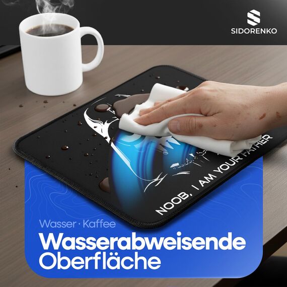 Sidorenko Gaming Mauspad - 280 x 200 mm - Mouse Pad mit Vernähte Kanten - Rutschfester Mousepad mit Einer speziellen Oberfläche verbessert Geschwindigkeit und Präzision - Maus Pad in schwarz