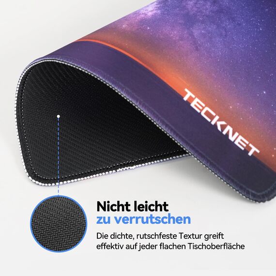 TECKNET Mauspad, 3 Pack Mousepad 270 x 210 mm, wasserdichte Gaming Mauspad Mausmatte mit vernähte Kanten, rutschfeste Gummiunterseite, Glatte Oberflächen, Geeignet für Computer, Laptop (Nachthimmel)