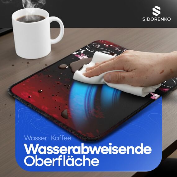 Sidorenko Gaming Mauspad - 280 x 200 mm - Mouse Pad mit Vernähte Kanten - Rutschfester Mousepad mit Einer speziellen Oberfläche verbessert Geschwindigkeit und Präzision - Maus Pad in rot