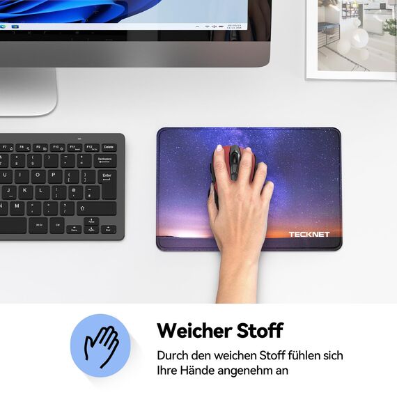 TECKNET Mauspad, 3 Pack Mousepad 270 x 210 mm, wasserdichte Gaming Mauspad Mausmatte mit vernähte Kanten, rutschfeste Gummiunterseite, Glatte Oberflächen, Geeignet für Computer, Laptop (Nachthimmel)
