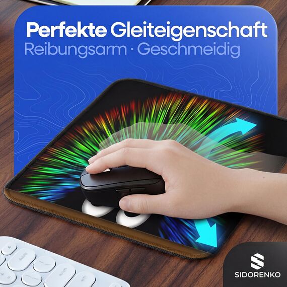 Sidorenko Gaming Mauspad - 280 x 200 mm - Mouse Pad mit Vernähte Kanten - Rutschfester Mousepad mit Einer speziellen Oberfläche verbessert Geschwindigkeit und Präzision - Maus Pad in schwarz