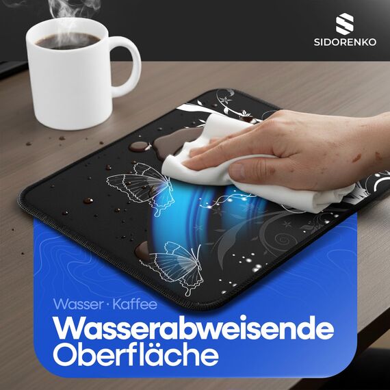 Sidorenko Gaming Mauspad - 280 x 200 mm - Mouse Pad mit Vernähte Kanten - Rutschfester Mousepad mit Einer speziellen Oberfläche verbessert Geschwindigkeit und Präzision - Maus Pad in schwarz