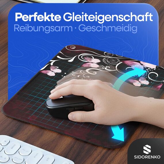 Sidorenko Gaming Mauspad - 280 x 200 mm - Mouse Pad mit Vernähte Kanten - Rutschfester Mousepad mit Einer speziellen Oberfläche verbessert Geschwindigkeit und Präzision - Maus Pad in rot
