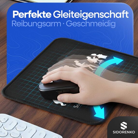 Sidorenko Gaming Mauspad | Mousepad 280 x 200 mm | Fransenfreie Ränder | spezielle Oberfläche verbessert Geschwindigkeit und Präzision | rutschfest | schwarz