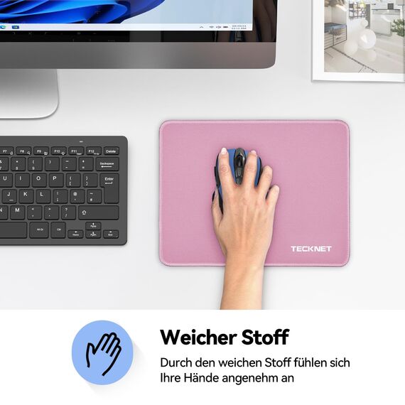 TECKNET Mauspad, 3 Pack Mousepad 270 x 210 mm, wasserdichte Gaming Mauspad Mausmatte mit vernähte Kanten, rutschfeste Gummiunterseite, Glatte Oberflächen, Geeignet für Computer, Laptop und PC