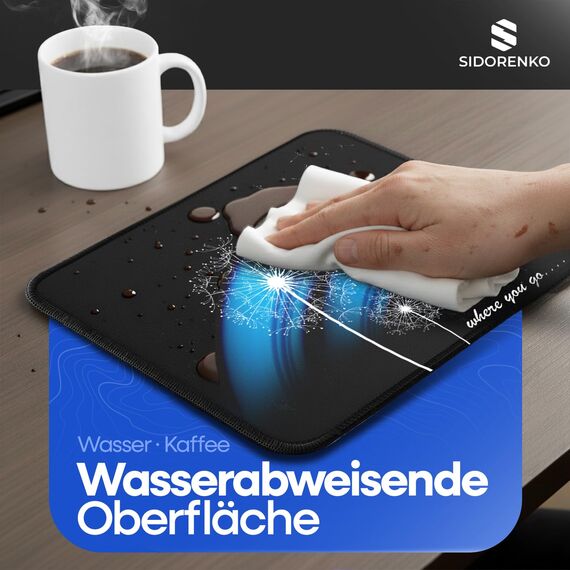Sidorenko Gaming Mauspad - 280 x 200 mm - Mouse Pad mit Vernähte Kanten - Rutschfester Mousepad mit Einer speziellen Oberfläche verbessert Geschwindigkeit und Präzision - Maus Pad in grau