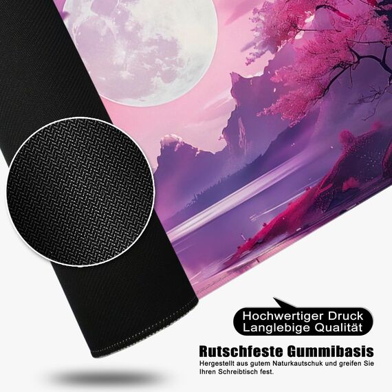 Japan Mauspad xl Gaming Mousepad Kirschblüte Rosa Desk Pad Groß Desk Mat Japanisch Bürozubehör Anime Schreibtischunterlage 80x30cm (Kirschblüte Rosa)
