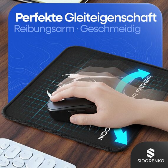 Sidorenko Gaming Mauspad - 280 x 200 mm - Mouse Pad mit Vernähte Kanten - Rutschfester Mousepad mit Einer speziellen Oberfläche verbessert Geschwindigkeit und Präzision - Maus Pad in schwarz