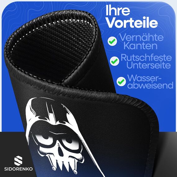 Sidorenko Gaming Mauspad - 280 x 200 mm - Mouse Pad mit Vernähte Kanten - Rutschfester Mousepad mit Einer speziellen Oberfläche verbessert Geschwindigkeit und Präzision - Maus Pad in schwarz