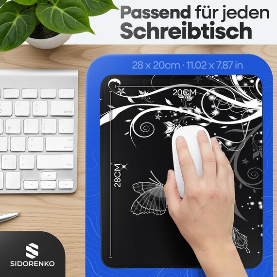 Sidorenko Gaming Mauspad - 280 x 200 mm - Mouse Pad mit Vernähte Kanten - Rutschfester Mousepad mit Einer speziellen Oberfläche verbessert Geschwindigkeit und Präzision - Maus Pad in schwarz