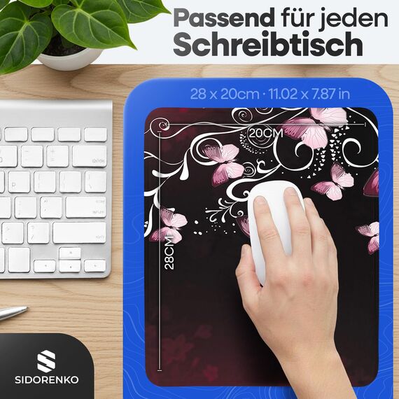 Sidorenko Gaming Mauspad - 280 x 200 mm - Mouse Pad mit Vernähte Kanten - Rutschfester Mousepad mit Einer speziellen Oberfläche verbessert Geschwindigkeit und Präzision - Maus Pad in rot