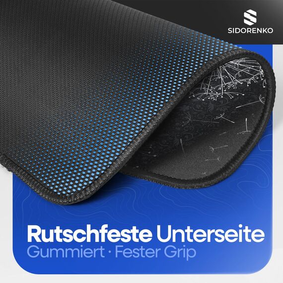 Sidorenko Gaming Mauspad - 280 x 200 mm - Mouse Pad mit Vernähte Kanten - Rutschfester Mousepad mit Einer speziellen Oberfläche verbessert Geschwindigkeit und Präzision - Maus Pad in grau