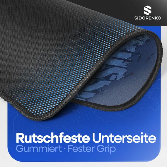 Sidorenko Gaming Mauspad - 280 x 200 mm - Mouse Pad mit Vernähte Kanten - Rutschfester Mousepad mit Einer speziellen Oberfläche verbessert Geschwindigkeit und Präzision - Maus Pad in blau