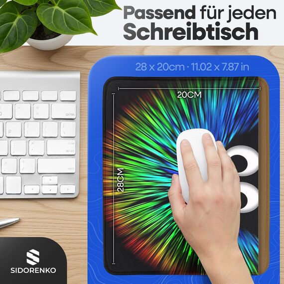 Sidorenko Gaming Mauspad - 280 x 200 mm - Mouse Pad mit Vernähte Kanten - Rutschfester Mousepad mit Einer speziellen Oberfläche verbessert Geschwindigkeit und Präzision - Maus Pad in schwarz